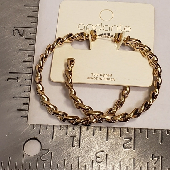 Andante Gold Dipped Large Hoop Earrings NWT & Gold Dipped Leaf Earrings REDUCED - Picture 7 of 8